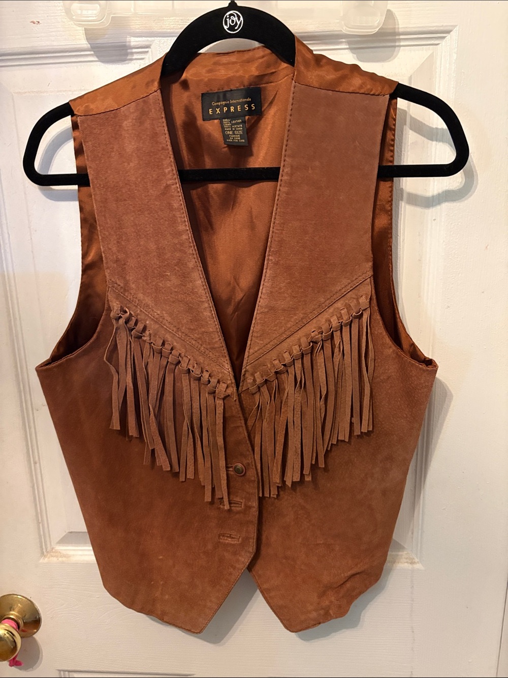 Express Women's Brown Suede Fringe Vest Ptp 18 can make smaller